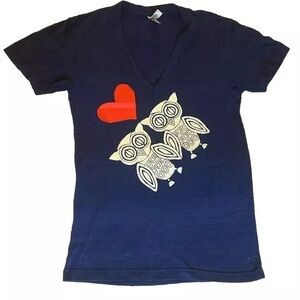 American Apparel graphic v-neck tee with owls